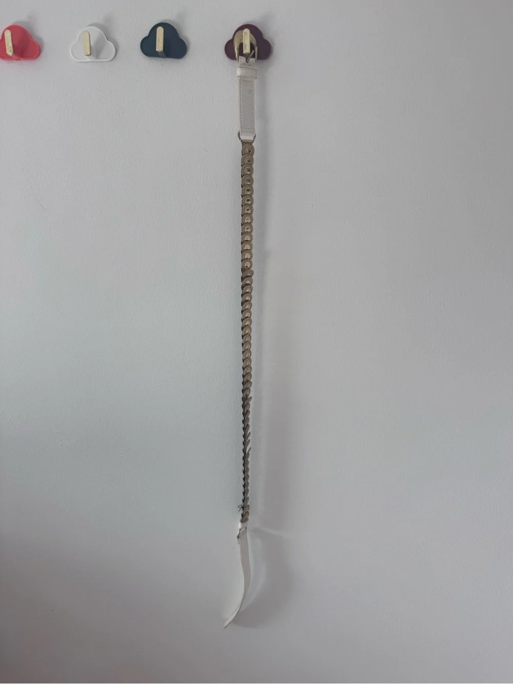 Vintage Metallic Gold Braided Chain Concho Belt with Cream Strap
